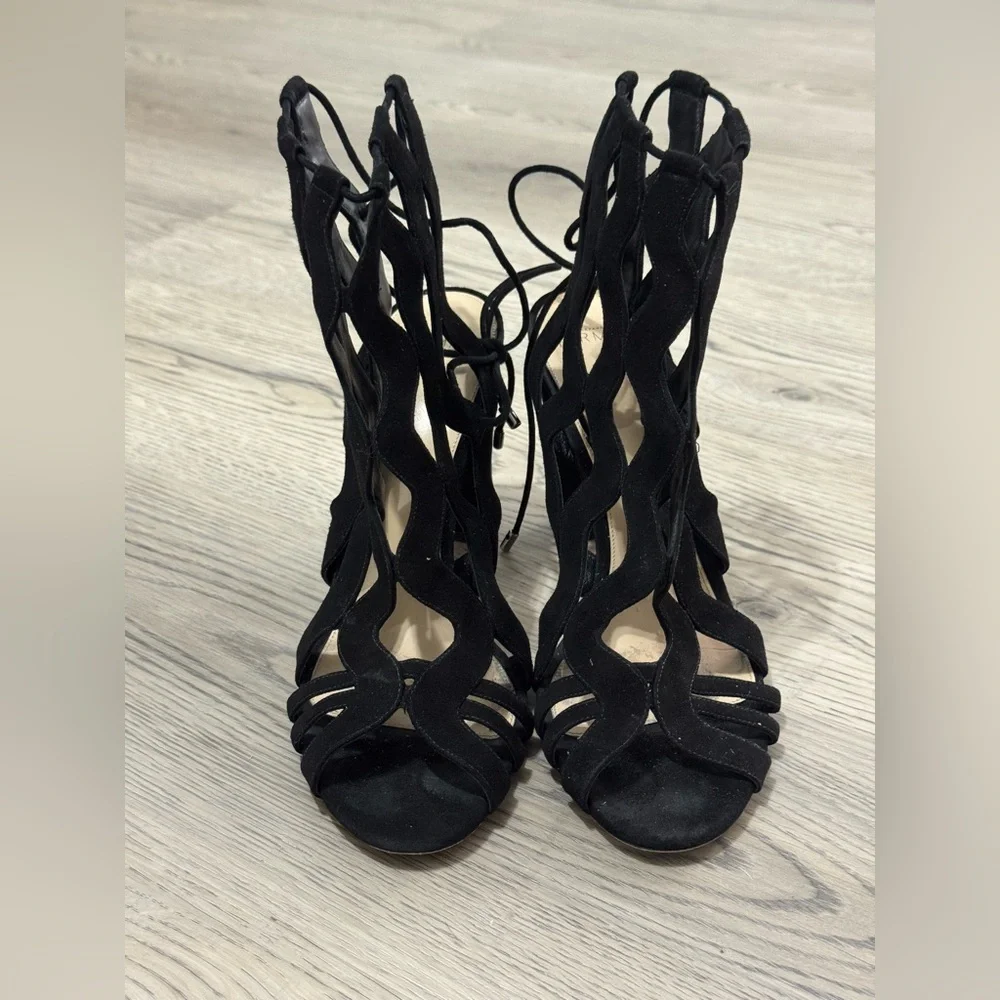 Alexandre Birman Loretta Black Suede Cutout Block Heels Size 41 /11 US $995 EUC - Picture 3 of 15